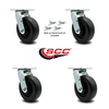 Service Caster 6 Inch Polyolefin Swivel Caster Set with Ball Bearing and Swivel Lock SCC SCC-30CS620-POB-BSL-4